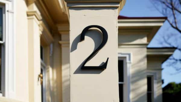 numero 2 en metal noir sur poteau maison