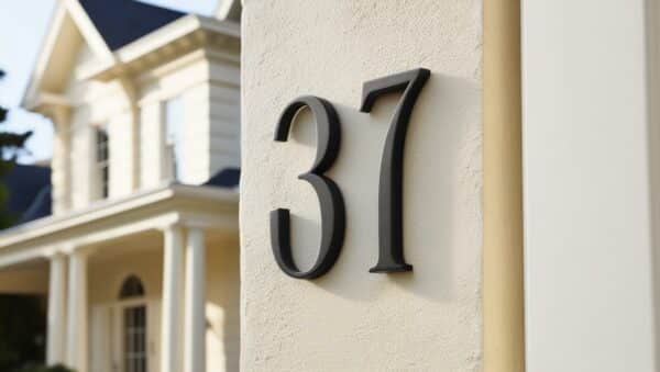 numero 37 metal aluminium noir sur muret taille moyenne